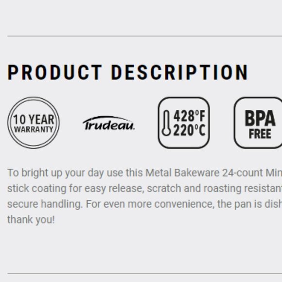 🇨🇦 TRUDEAU Mini Muffin Pan 24-Count - Picture 8 of 14